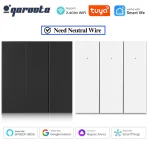 Interrupteur mural intelligent WiFi, bouton poussoir 220V, application Tuya, télécommande, fonctionne avec Alexa Google Home, besoin de fil neutre