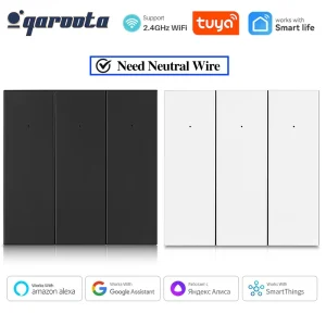 Interrupteur mural intelligent WiFi, bouton poussoir 220V, application Tuya, télécommande, fonctionne avec Alexa Google Home, besoin de fil neutre Interrupteur mural intelligent WiFi, bouton poussoir 220V, application Tuya, télécommande, fonctionne avec Alexa Google Home, besoin de fil neutre