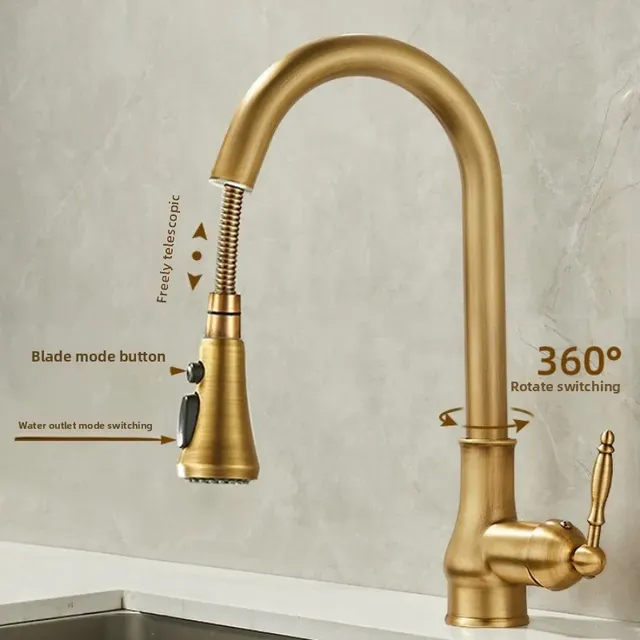 Robinet de cuisine en laiton Antique