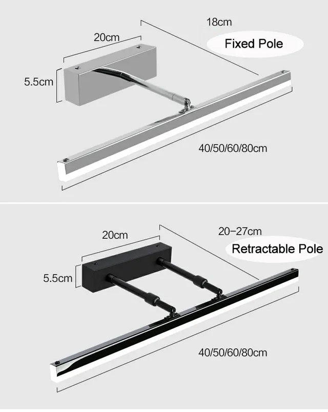 Lampe Rétractable Noire Chromée AC 220V – vue 5
