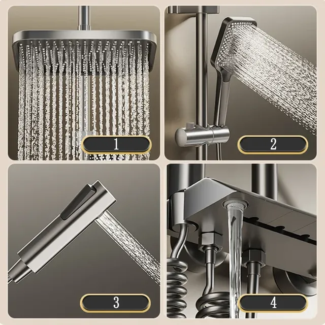 Ensemble de douche de salle de bain avec affichage LED – vue 3