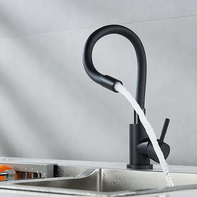 Robinet de cuisine en acier inoxydable noir
