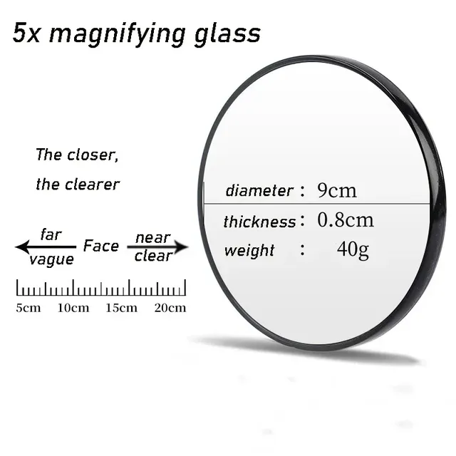 Miroir grossissant à ventouse Mini 9cm 5x/10x/15x – vue 4