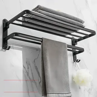 Porte serviettes murale sans perçage étagère double niveau barre…