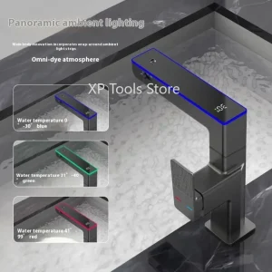 2025 nouveau robinet rotatif chaud et froid de salle de bains en cuivre à affichage numérique Intelligent hydroélectrique, robinet de salle de bains