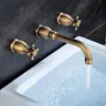 Robinet mural laiton antique brossé victorien lavabo… – vue 3