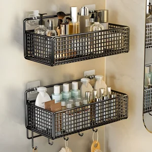 Organisateur de salle de bain multifonctionnel, organisateur de produits de toilette, étagère de salle de bain sans poinçon, support de rangement mural pour salle de bain et cuisine