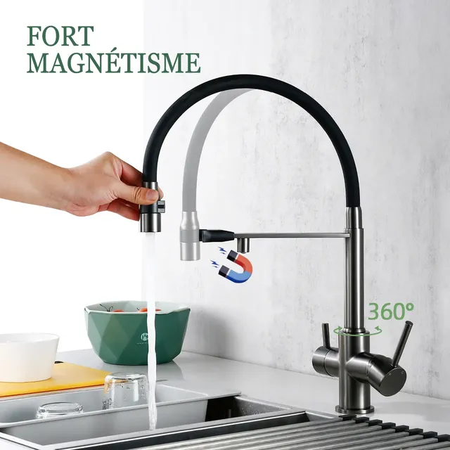 Robinet de cuisine gris bronze mitigeur d'évier en… – vue 4