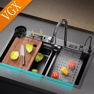 VGX – évier de cuisine simple multifonction, grand écran numérique, robinets gastronomiques, lave-tasse, évier en acier inoxydable 304 VGX – évier de cuisine simple multifonction, grand écran numérique, robinets gastronomiques, lave-tasse, évier en acier inoxydable 304