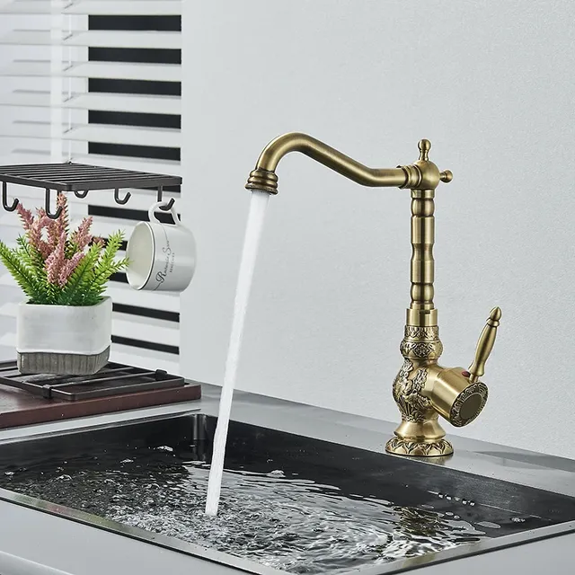 Robinet de cuisine en laiton antique – vue 6