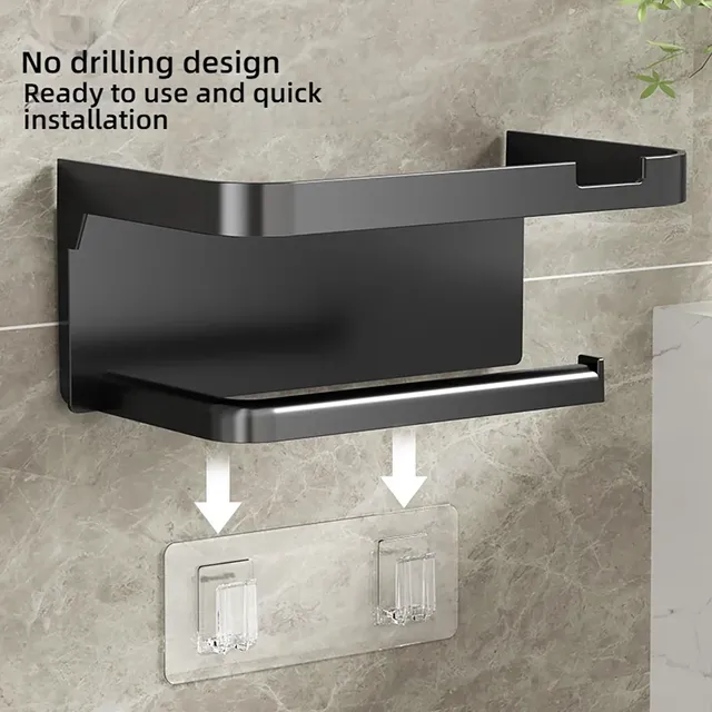 Portepapier toilette mural plastique étagère intégrée… – vue 3