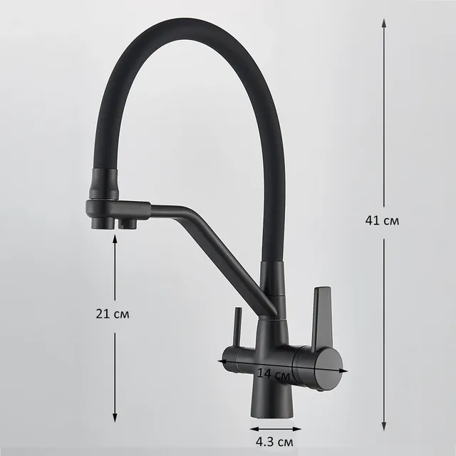 Mitigeur cuisine noir mat col cygne haut pivotant… – vue 5