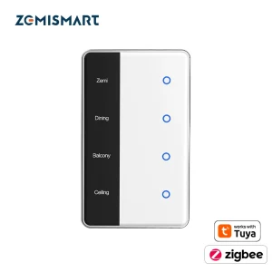 Zemismart Zigbee bricolage nom commutateur intelligent avec écran d&rsquo;affichage fonctionne avec Tuya APP panneau tactile US interrupteur d&rsquo;éclairage Alexa Google Home