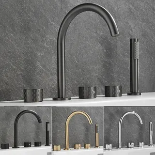 HOBath-Robinet d'eau monté sur pont en laiton gris de luxe