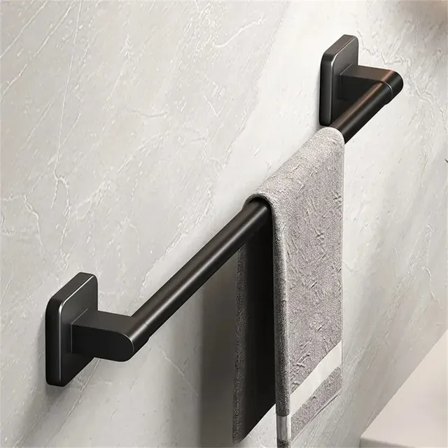 Porte serviette mural noir mat acier inoxydable 50cm… – vue 2