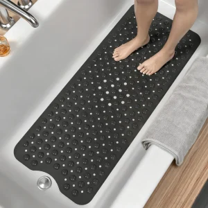 Tapis de baignoire Extra Long antidérapant 40×16 pouces, tapis de douche intérieurs avec ventouses et trous de vidange, tapis de bain de Massage doux et sûr, 1 pièce