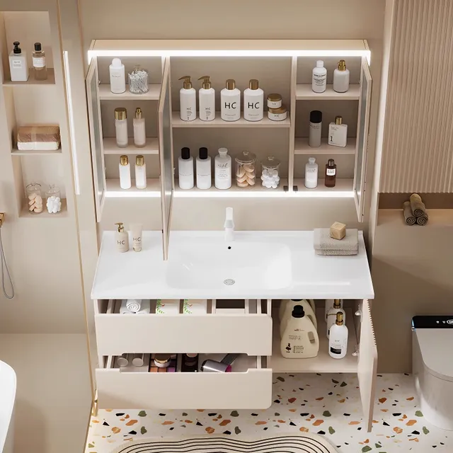 Lavabo bois salle de bain armoire tiroirs Design… – vue 4