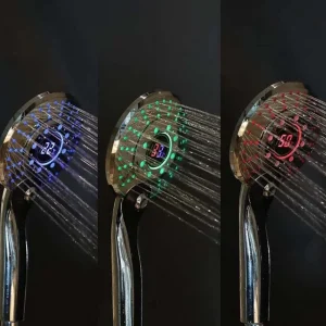 Pommeau de douche LED, contrôle numérique de la température, Mode 3 couleurs, pulvérisateur de douche, économie d’eau, filtre de douche avec lumière LED, économie de douche Pommeau de douche LED, contrôle numérique de la température, Mode 3 couleurs, pulvérisateur de douche, économie d’eau, filtre de douche avec lumière LED, économie de douche