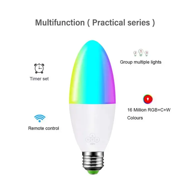 1PC lampe intelligente E12 E14 E26 E27 B22 LED ampoule… – vue 2