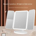 Miroir de maquillage à trois volets, lumières LED, miroir de Dressing pour dortoir, illumine votre lumière de remplissage avec miroir de maquillage complémentaire intelligent Tri