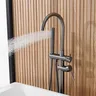 Robinet colonne bain îlot autoportant inox brossé gris… – vue 3