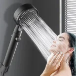 Pommeau de douche haute pression, 5 Modes, pomme de douche réglable avec tuyau, économie d&rsquo;eau, buse de pulvérisation d&rsquo;arrêt à une touche, accessoires de salle de bains