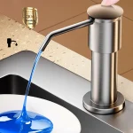 Distributeur de savon pour évier de cuisine, distributeur de savon intégré, comptoir brossé, pompe distributrice de savon, argent, noir, gris