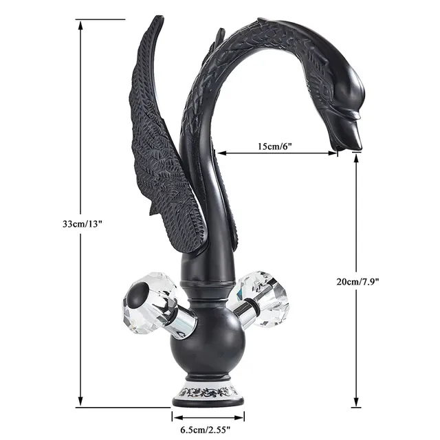Robinet de lavabo en laiton or noir cygne – vue 3