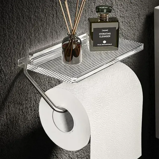 Porte-papier hygiénique doré de luxe avec étagère – vue 3