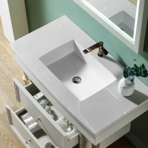 Armoire de salle de bain de Style moderne, armoire de rangement murale avec miroir, vanité de salle de bain avec évier Armoire de salle de bain de Style moderne, armoire de rangement murale avec miroir, vanité de salle de bain avec évier