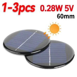 Panneau solaire rond 0.28W 5V 60mm, 1 à 3 pièces, bricolage, batterie externe, chargeur de cellule, Mini système solaire Portable polycristallin Panneau solaire rond 0.28W 5V 60mm, 1 à 3 pièces, bricolage, batterie externe, chargeur de cellule, Mini système solaire Portable polycristallin