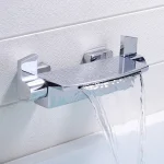 Becola moderne minimaliste blanc robinet de baignoire cascade sortie d&rsquo;eau Chrome noir mixte robinet de sortie d&rsquo;eau chaude et froide