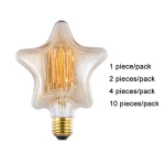 Ampoule Edison à Filament cinq étoiles, 2300K 40W, variable, E27, rétro, ampoule à incandescence en tungstène, lampe Vintage pour la décoration