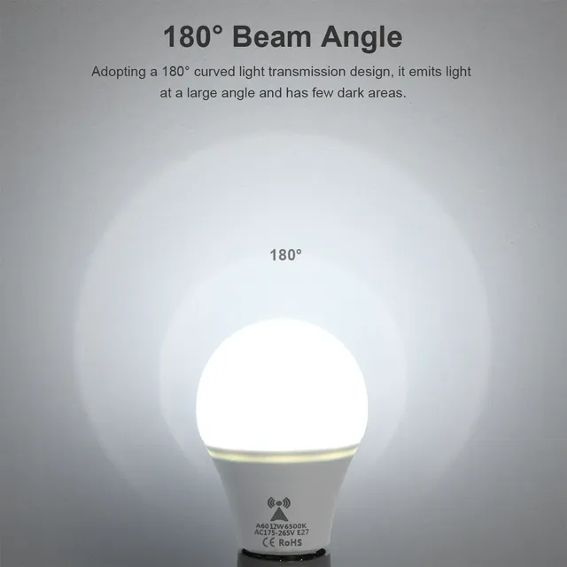 LED veilleuse Radar capteur ampoule E27 12W 220V 110V… – vue 3