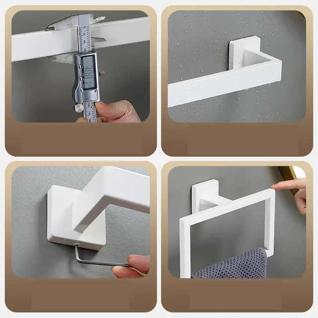 Kit de matériel de salle de bain en acier inoxydable blanc – vue 4