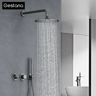 Système de pomme de douche mural gris pistolet en laiton de luxe avec…