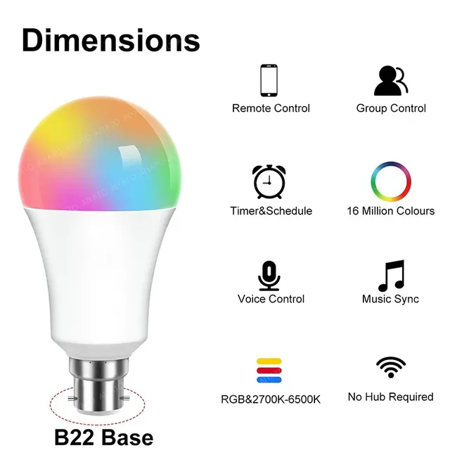 B22 Base UK TUYA Wifi ampoule intelligente lampes… – vue 2
