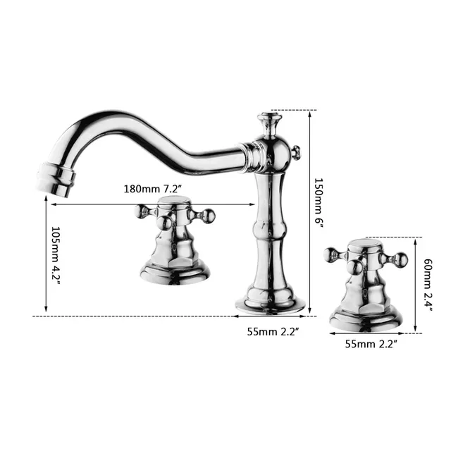 Robinet de centre commercial HOBasin en laiton massif – vue 7