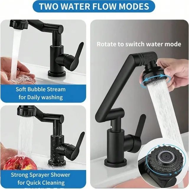 Robinet de lavabo de salle de bain universel avec tuyau… – vue 3