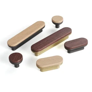 Porte d&rsquo;armoire poignée en bois armoire armoire porte poignée en forme d&rsquo;arc poignée hêtre noir noyer tiroir en bois