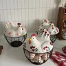 Panier oeufs poule céramique couvercle amovible peint… – vue 4