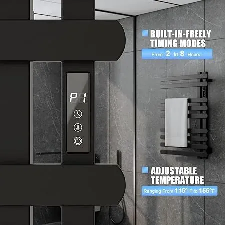 Radiateur sèche serviettes électrique mural noir mat… – vue 4