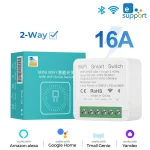 Wifi commutateur intelligent Ewelink APP 16A Mini interrupteurs d&rsquo;éclairage 2 voies sans fil domotique intelligente disjoncteur voix pour Alexa Google Alice