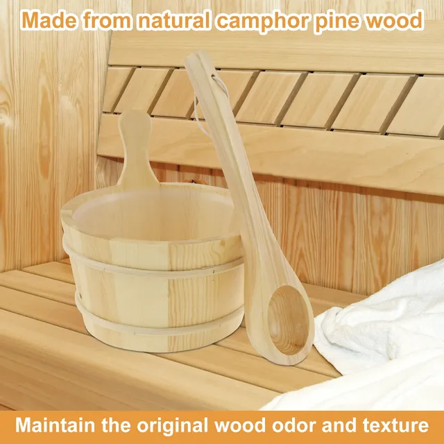 Seau sauna bois pin camphre naturel clair finition brute… – vue 4
