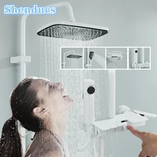Shenducs-Pommeau de douche à effet pluie en laiton