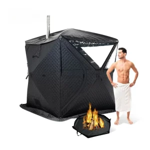 Grande tente de Sauna extérieure pour 4 personnes, salle à vapeur chaude Portable, abri isolé de Camping d&rsquo;hiver avec poêle chauffant en option, petit ou