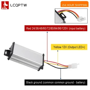 Adaptateur convertisseur vers le bas pour scooter électrique, vélo électrique, 36V, 48V, 60V, 72V, 96V à 12V, 10A, 20A
