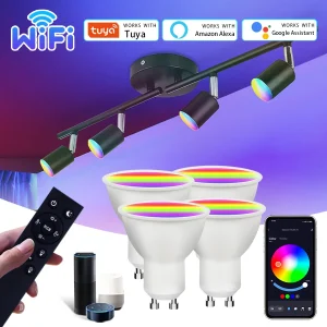 Ampoule Led Wifi GU10 Tuya Smart Life, projecteur RGB 220V 110V pour can, éclairage sur rail de plafond, Alexa Google Home, Bar de cuisine intelligent Ampoule Led Wifi GU10 Tuya Smart Life, projecteur RGB 220V 110V pour can, éclairage sur rail de plafond, Alexa Google Home, Bar de cuisine intelligent