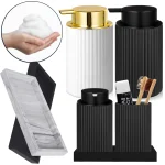 Distributeur de savon moussant rechargeable pour les mains, avec plateau en Silicone, vanités de salle de bains, Lotion, machine à mousse, bouteille de savon pour évier de cuisine