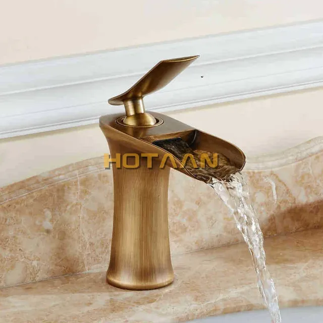 Robinet lavabo cascade laiton massif finition bronze… – vue 4